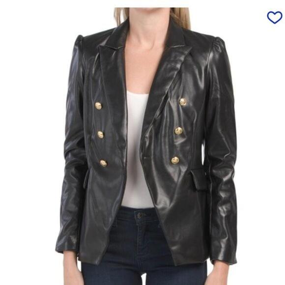 Rachel Zoe Jackets & Blazers - NWT Rachel Zoe Faux Leather double breasted looking open blazer jacket m Hanging